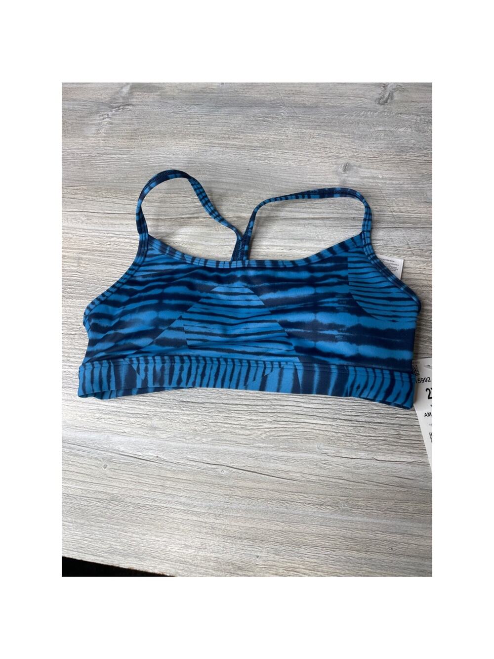 Reebok Womens blue printed Sports Bra, XX-Small 2xs